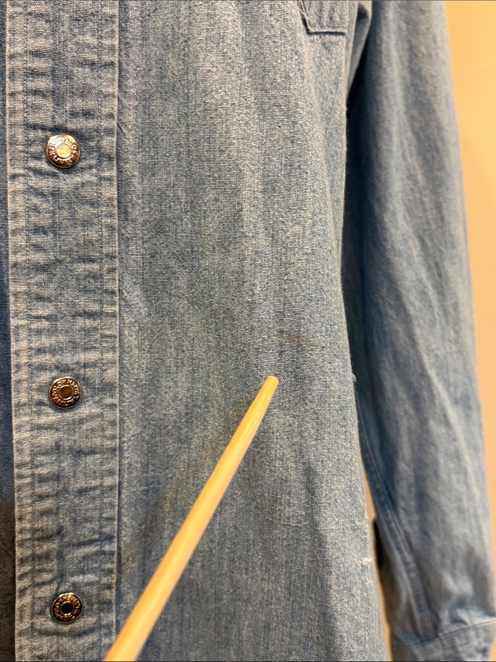 Vintage Ralph Lauren Western 80s Light Blue Denim Silver Snap Top size 8 *As-Is* - Picture 9 of 14